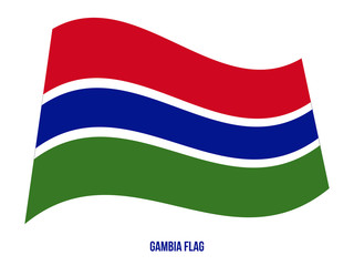 Gambia Flag Waving Vector Illustration on White Background. Gambia National Flag.