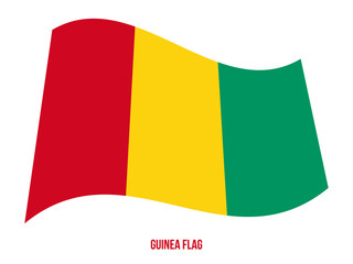 Guinea Flag Waving Vector Illustration on White Background. Guinea National Flag.