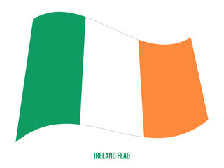 Ireland Flag Waving Vector Illustration on White Background. Ireland National Flag.