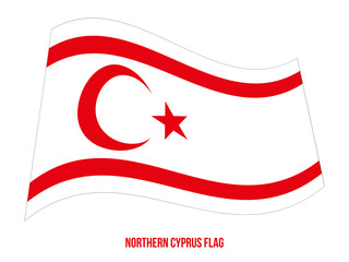 Northern Cyprus Flag Waving Vector Illustration on White Background. Northern Cyprus National Flag.
