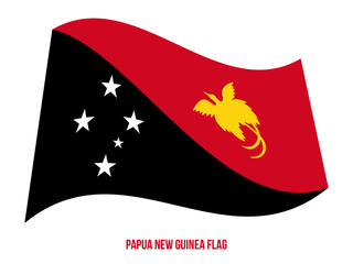 Papua New Guinea Flag Waving Vector Illustration on White Background. National Flag