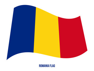 Romania Flag Waving Vector Illustration on White Background. Romania National Flag.