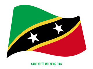 Saint Kitts and Nevis Flag Waving Vector Illustration on White Background. National Flag