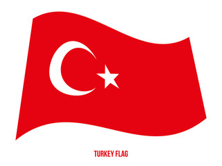 Turkey Flag Waving Vector Illustration on White Background. Turkey National Flag.