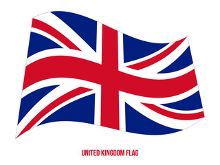 United Kingdom Flag Waving Vector Illustration on White Background. United Kingdom National Flag.