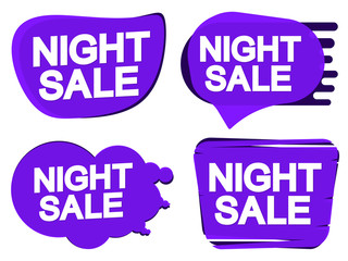Set Night Sale bubble banners design template, discount tags, app icons, vector illustration