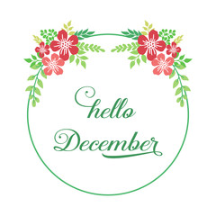 Space for text, hello december, with beautiful bright wreath frame. Vector