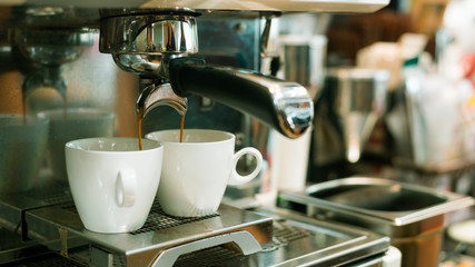 black coffee morning on coffee maker