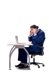 Employee working isolated on white background