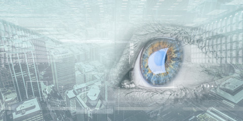 Person identification and scanning. mixed media