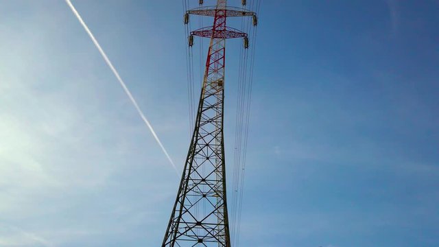 High voltage pole with blue sky