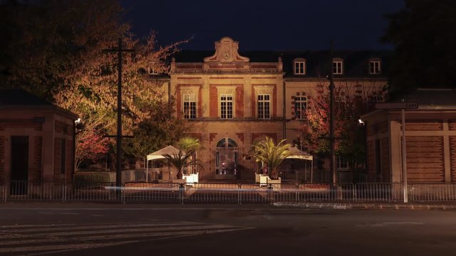 la chapelle argence troyes night timelapse with cars passing by in fast blurry motion