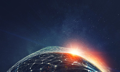 Global connection and networking. 3d rendering