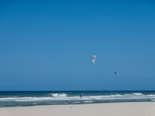 Kitesurfing on Brunswick Beach Byron Bay Australia