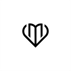 letter M love logo vector  
