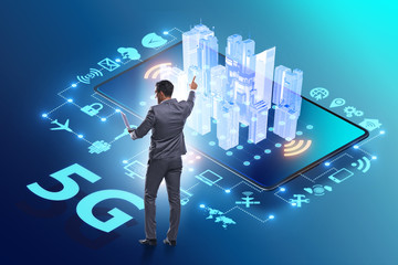 Businessman in 5g high internet speed concept