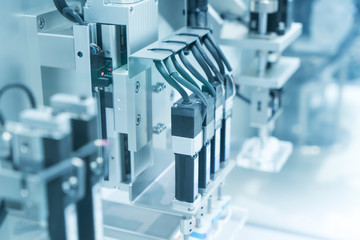 robotic machine tool in industrial manufacture factory,Smart factory industry 4.0 concept.