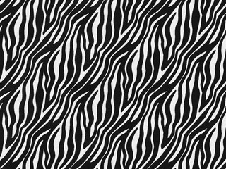 Fototapeta na wymiar Zebra fur skin seamless pattern, carpet zebra hairy background, black and white texture, smooth, fluffly and soft, using brush photoshop to design the graphic. Animal skin print camouflage concept.