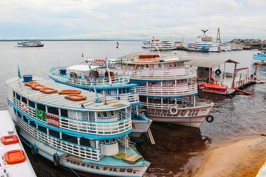 Transportation boats in Manaus, Brazil
