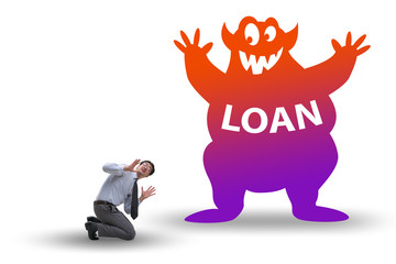 Businessman in debt and loan concept