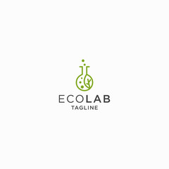 Lab tube with leaf shape Logo Icon Design Template. Eco, Nature, science, dot, modern, green Vector Illustration