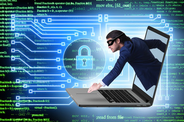 Hacker man trying to steal personal data