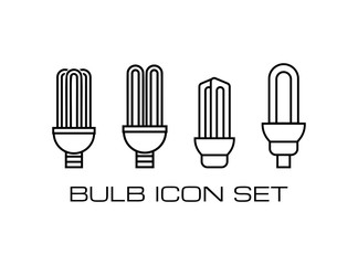 Set of Bulb Electricity Icon Set. Consist of Four Energy Saver Icon Image. Vector Illustration.