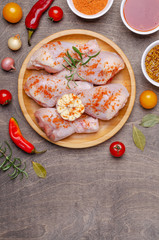 Raw chicken drumsticks