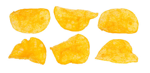 potatoes snack chips collection set with isolated on white background