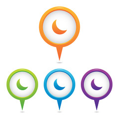 Set of Crescent Moon Marker Icons