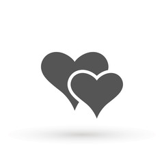 Two lovers hearts. Love symbol. Double heart Icon Vector. Valentine Icon Drawing.