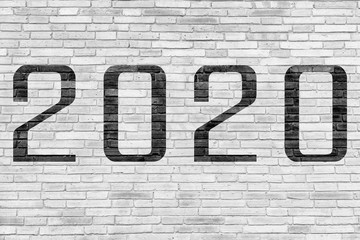 2020 Happy New Year text with wall large Background texture,During Christmas and New Year.