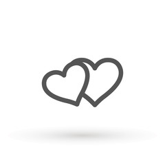 Two lovers hearts. Love symbol. Double heart Icon Vector. Valentine Icon Drawing.