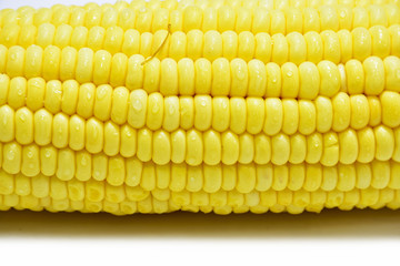 Yellow corn Putting on a white background