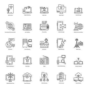 Pack Of Networking Line Icons