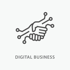Digital business line icon on white background.