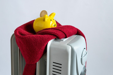 Electric heating battery on a white background. Conservation concept.