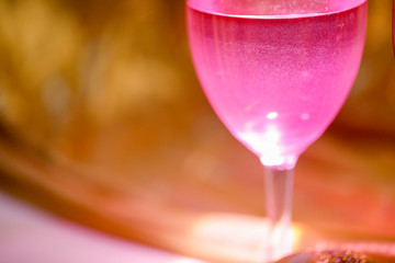 Party celebration concept, Red color wine in glass on table 
