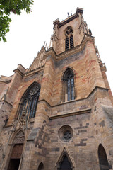 Fototapeta na wymiar Facade of a church in Colmar, France