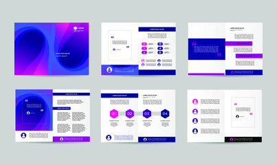 Naklejka premium set blue violet liquid brochure template design
