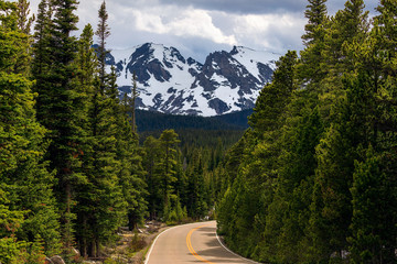 Winding road through the mountains in Colorado