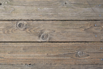 Wood floor planks with nails visible