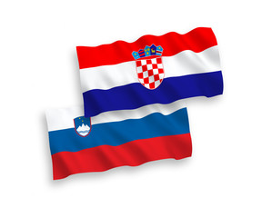 Flags of Slovenia and Croatia on a white background