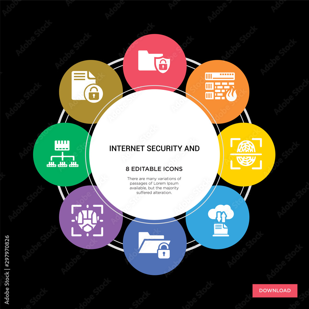 Poster 8 internet security and concept icons infographic design. internet security and concept infographic 