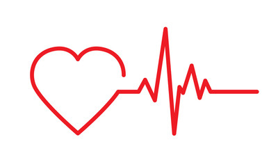 Heartbeat icon. Medical logo template with heart and pulse symbol