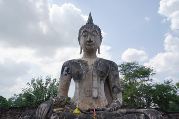 Fototapeta premium big buddha in the old city, sukhothai, world heritage, tourist attraction, thailand