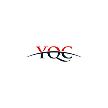 Initial letter YQC, overlapping movement swoosh horizon logo company design inspiration in red and dark blue color vector