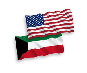 Flags of Kuwait and America on a white background