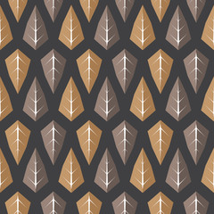 Polygon Leaves Flat Seamless Brown Pattern