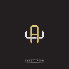 Obraz premium AU Initial letter overlapping interlock logo monogram line art style